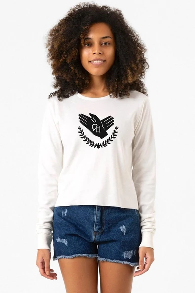 Violet Evergarden Anime CH Postal Company Logo Ekru Ekstra Uzunkol Sweatshirt ürün görseli 1