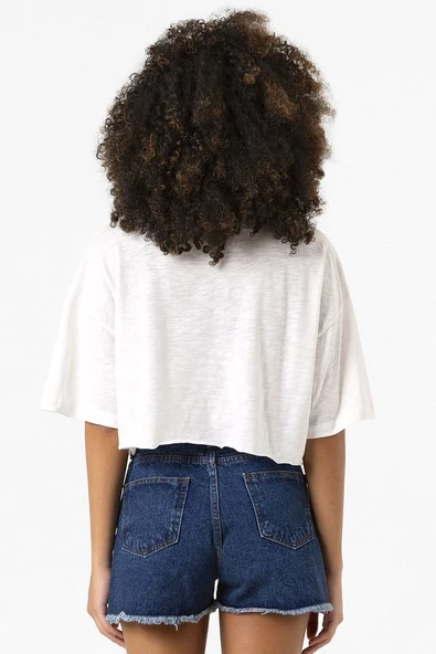 Vikings Rover Amblem Beyaz Kırçıllı Kadın Crop Tshirt - Resim 4