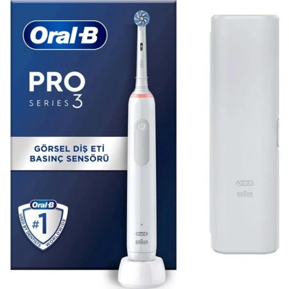 Oral-B Pro 3500 Elektrikli Beyaz Diş Fırçası + Seyahat Kabı ürün görseli 1