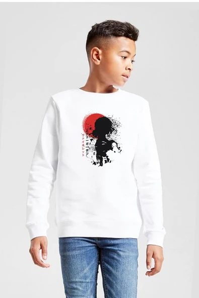 Violet Evergarden Anime Dark Poster Beyaz Çocuk 2ip Sweatshirt ürün görseli 1