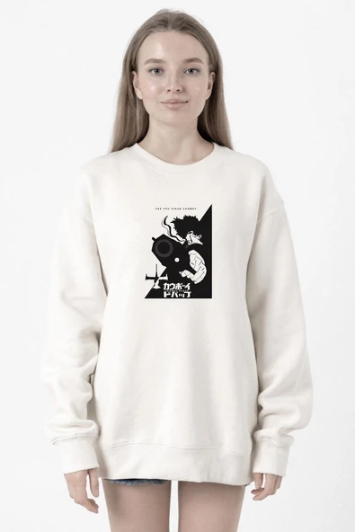 Cowboy Bebop Spike See You Space Cowboy Beyaz Kadın 2ip Sweatshirt ürün görseli 1