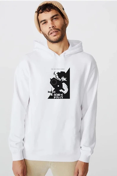 Cowboy Bebop Spike See You Space Cowboy Beyaz Erkek 3ip Kapşonlu  Sweatshirt ürün görseli 1