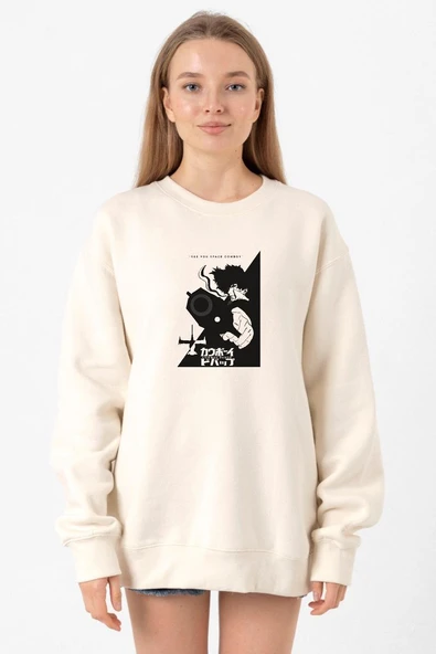 Cowboy Bebop Spike See You Space Cowboy Ekru Kadın 2ip Sweatshirt ürün görseli 1