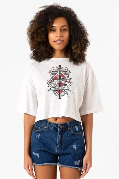 The Walking Dead Negan & Lucille Beyaz Kırçıllı Kadın Crop Tshirt ürün görseli 1