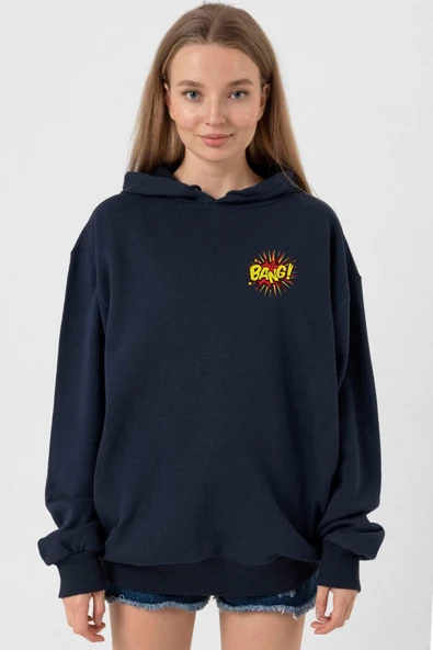 Big Bang Theory Bang Logo Lacivert Kadın 3ip Kapşonlu ürün görseli 1