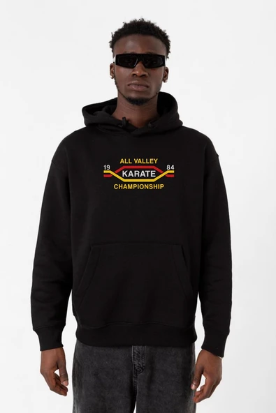 Cobra Kai All Valley Karate Championship 1984 Siyah Erkek 3ip Kapşonlu Sweatshirt ürün görseli 1