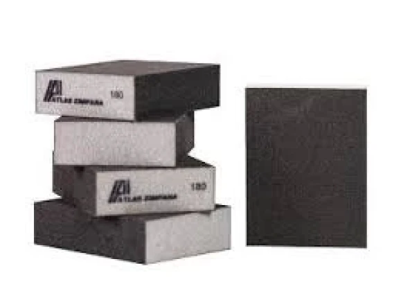 Atlas Sünger Zımpara 4 Taraflı Alüminyum Oksit 98x68x26 mm P180 Kum ürün görseli 1
