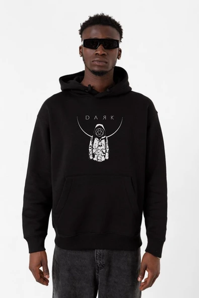 Dark Mono Siyah Erkek 3ip Kapşonlu Sweatshirt ürün görseli 1