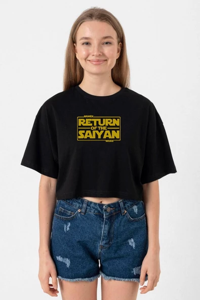 Dragon Ball Z Anime Namek Wars Siyah Kadın Crop Tshirt ürün görseli 1