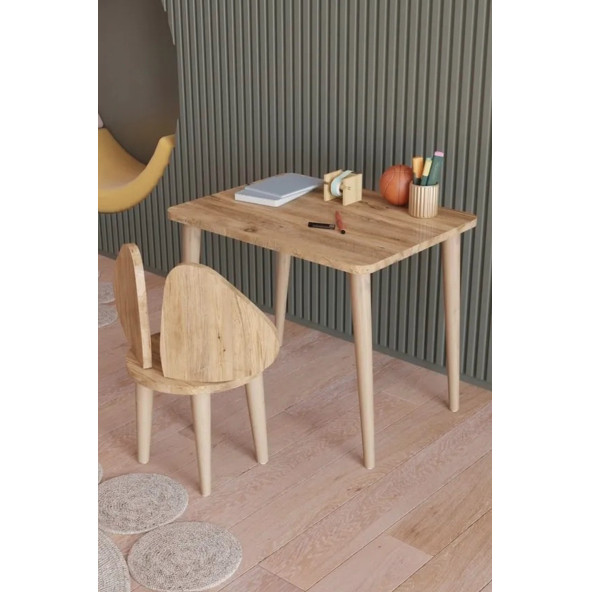 Yüceer Home Montessori Aktivite Masası ve Sandalyesi Çalışma Seti Atlantik Çam ürün görseli 1