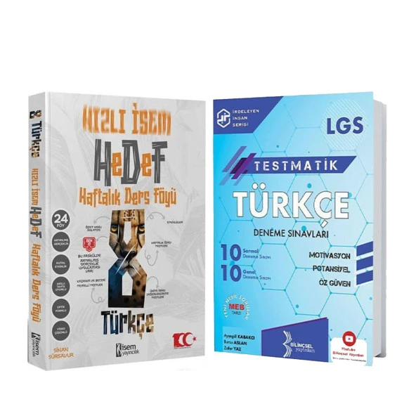 İsem 8.Sınıf Türkçe Hedef Haftalık Ders Föyü ve Bilinçsel Deneme Seti 2 Kitap ürün görseli 1