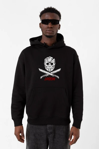 Friday The 13th Jason Mask Siyah Erkek 3ip Kapşonlu Sweatshirt ürün görseli 1