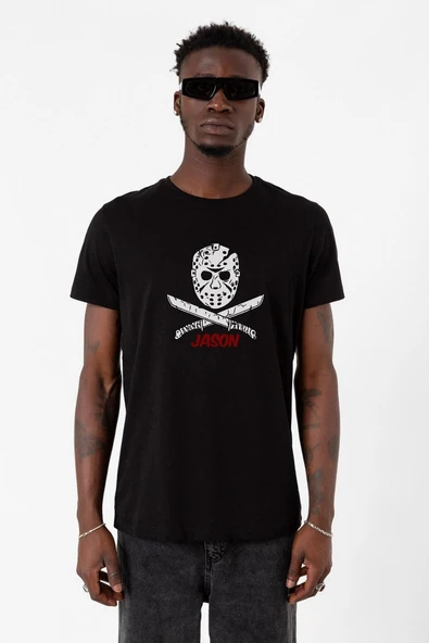 Friday The 13th Jason Mask Siyah Erkek Tshirt ürün görseli 1
