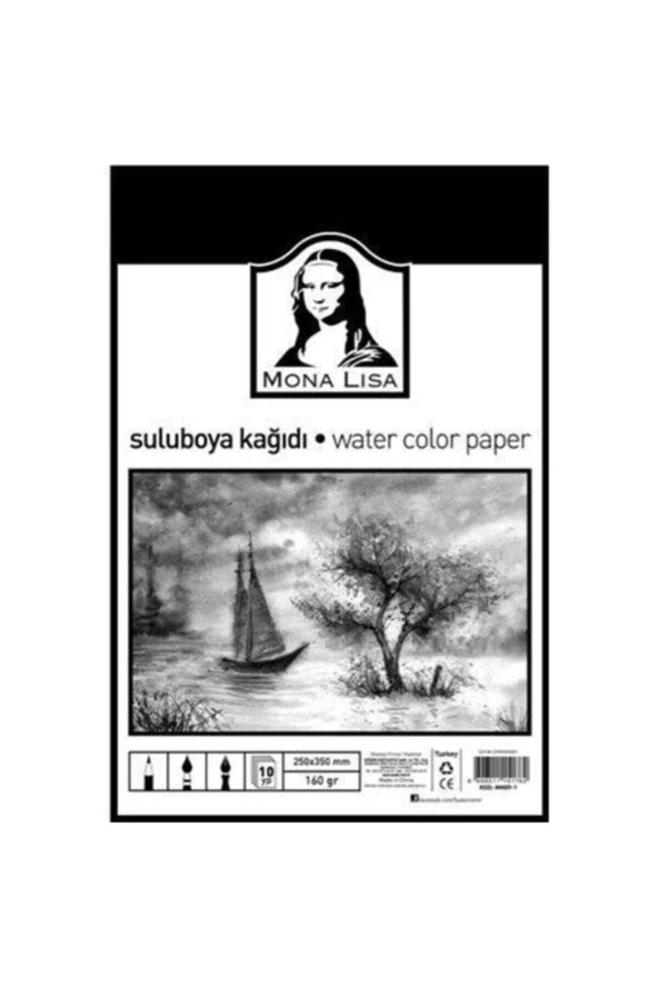 Monalisa Sulu Boya Kağıdı 25 x 35 CM 160 Gram 10 Yaprak Sulu Boya Kağıdı ürün görseli 1