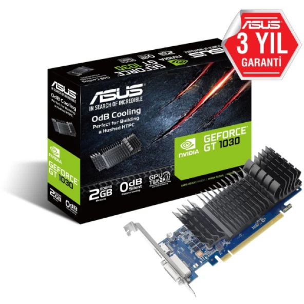 ASUS GT1030-SL-2G-BRK, 2Gb, GDDR5, 64Bit, 1xDVI, 1xHDMI, GAMING Ekran Karti ürün görseli 1