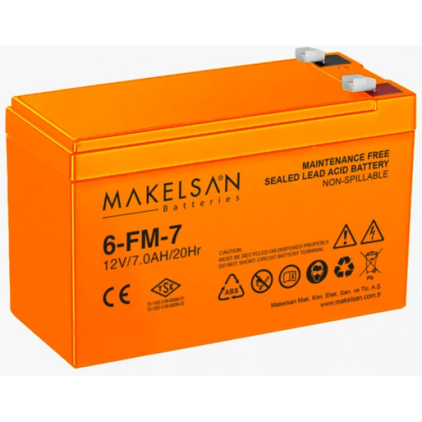 MAKELSAN 12V 7Ah, Bakimsiz, Kuru Akü. UPS için Uygundur. ürün görseli 1