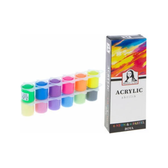 Monalisa Akrilik 12 Renk x 22 ml Neon + Pastel Renkler Akrilik Boya ürün görseli 1