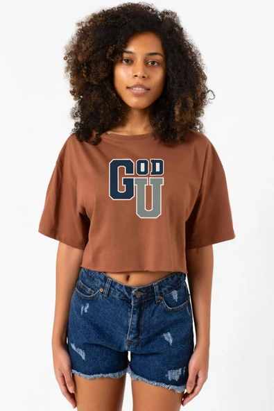 Gen V Godolkin University Abbreviation Kahverengi Kadın Crop Tshirt ürün görseli 1