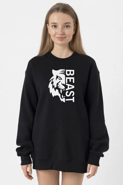 Mr Beast Half Face Siyah Kadın 2ip Sweatshirt ürün görseli 1