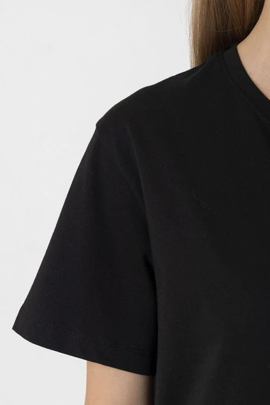 Mr Beast Half Face Siyah Kadın Oversize Tshirt - Resim 6