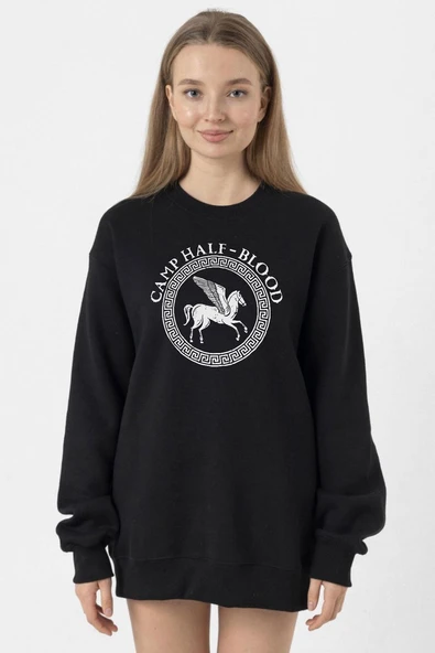 Percy Jackson Camp Half Blood Siyah Kadın 2ip Sweatshirt ürün görseli 1
