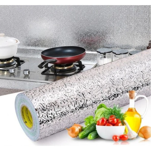 Yapışkanlı Kolay Silinebilir Mutfak Tezgah Üstü Folyo Gümüş 40 Cm x 10 M ürün görseli 1