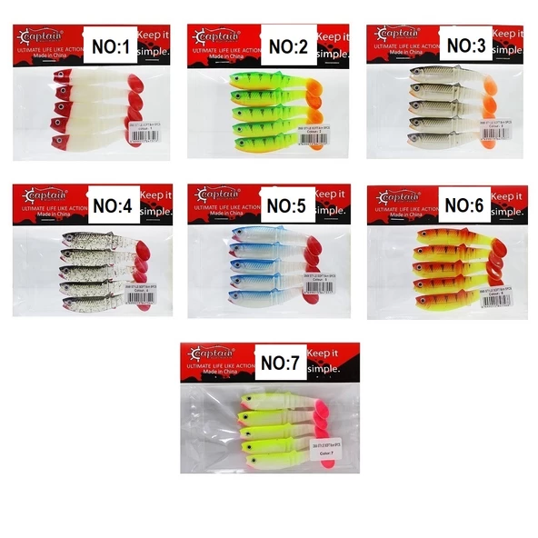 Captain 3569 Style Soft 8cm 5.5gr Silikon Yem 5'li Paket ürün görseli 1