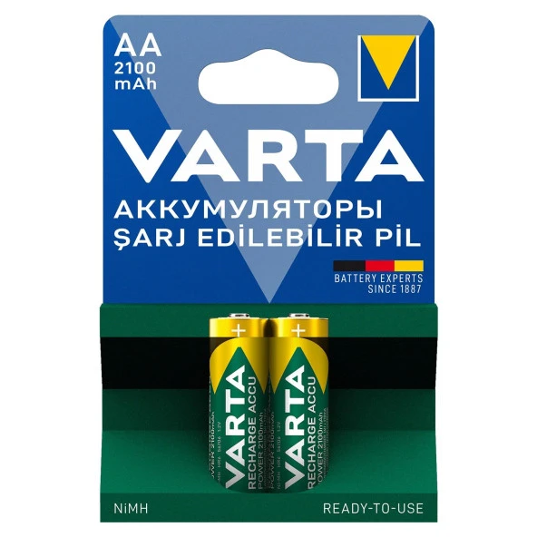 Varta Şarjlı Kalem Pil AA 2100 Mah 1.2 V Şarj Edilebilir Kalem Pil 2 Li Paket ürün görseli 1