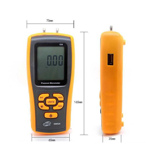 BENETECH GM520 Manometre Fark Basınç Ölçer - Resim 4