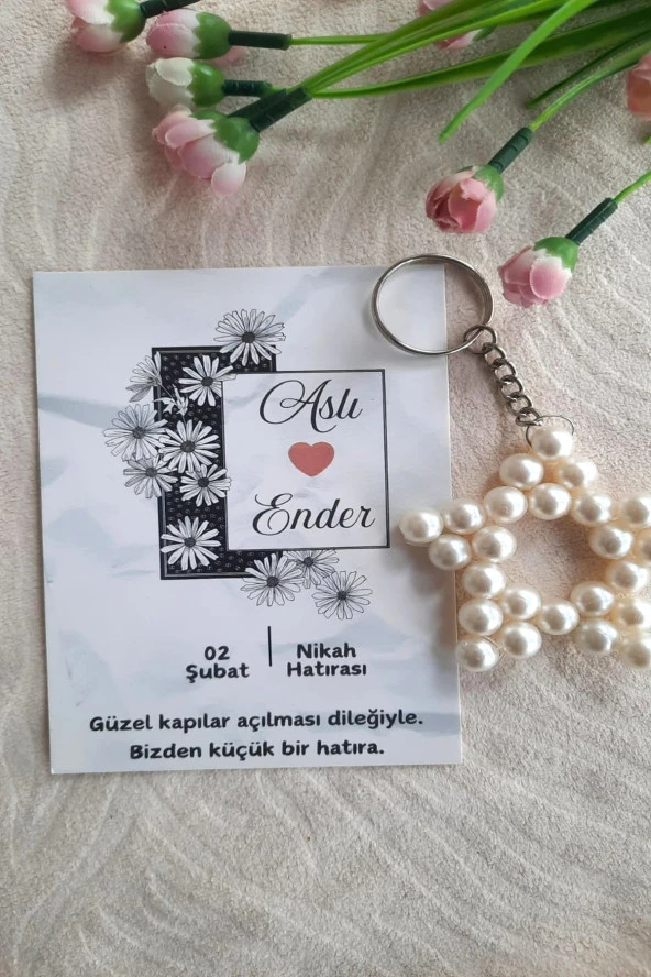 30 Adet Papatya Çerçeve Kartlı Hediyelik Yıldız Anahtarlık - Kına Hediye - Nikah Hediye- Bride ürün görseli 1