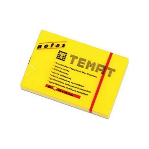 Temat 50x75 Mm Not Kağıdı 80 Yp Fosforlu Sarı 11064 ürün görseli 1