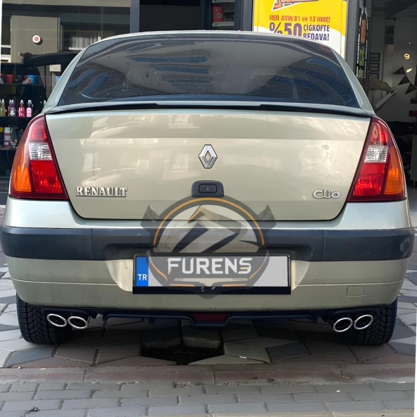 Renault Clio 2 Symbol 1998-2008 Sedan Uyumlu Bagaj Üstü Yarasa Spoiler Çıtası Piano Black Parlak Siyah ürün görseli 1