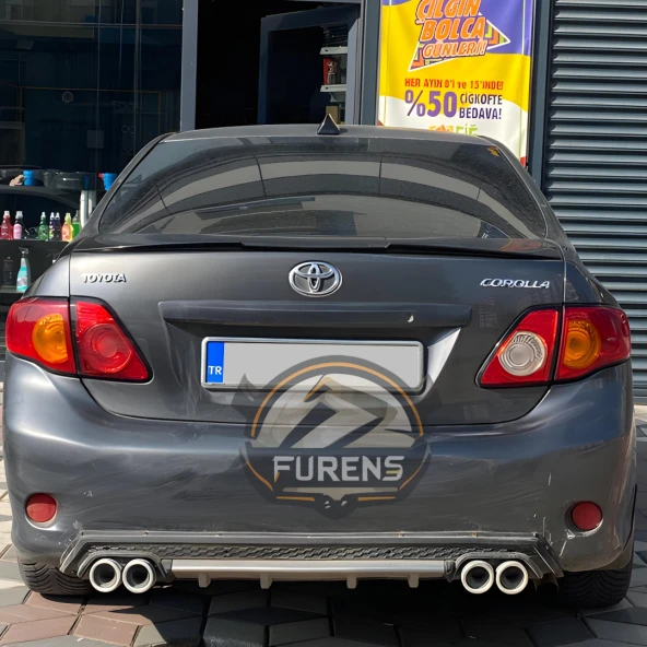 Toyota Corolla 2007 - 2011 Bagaj Üstü Slim Yarasa Spoiler Parlak Siyah ürün görseli 1