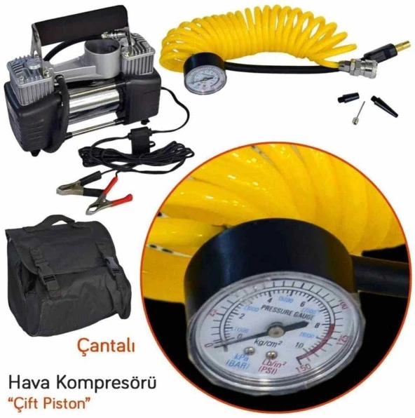 Hava Kompresörü Çift Pistonlu Çantalı Niken - Resim 4