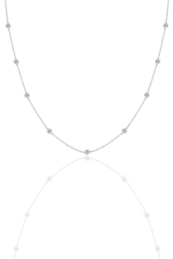Gümüş rodyumlu zirkon sıra taşlı kolye SGTL12409RODAJ ürün görseli 1
