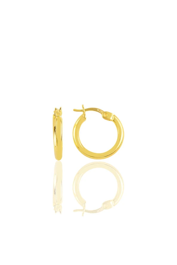 Gümüş altın yaldızlı 14 mm şarnel halka küpe SGTL12414GOLD ürün görseli 1