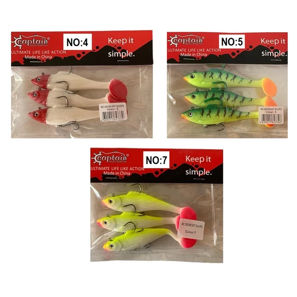 Captain 3567 Cracker Soft 10cm 18gr 3'lü Paket Silikon Suni Yem ürün görseli 1