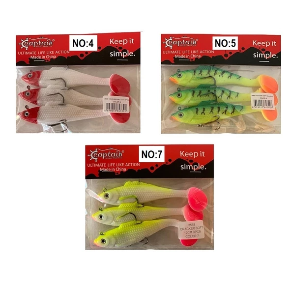 Captain 3568 Cracker Soft 12cm 26gr 3'lü Paket Silikon Suni Yem ürün görseli 1