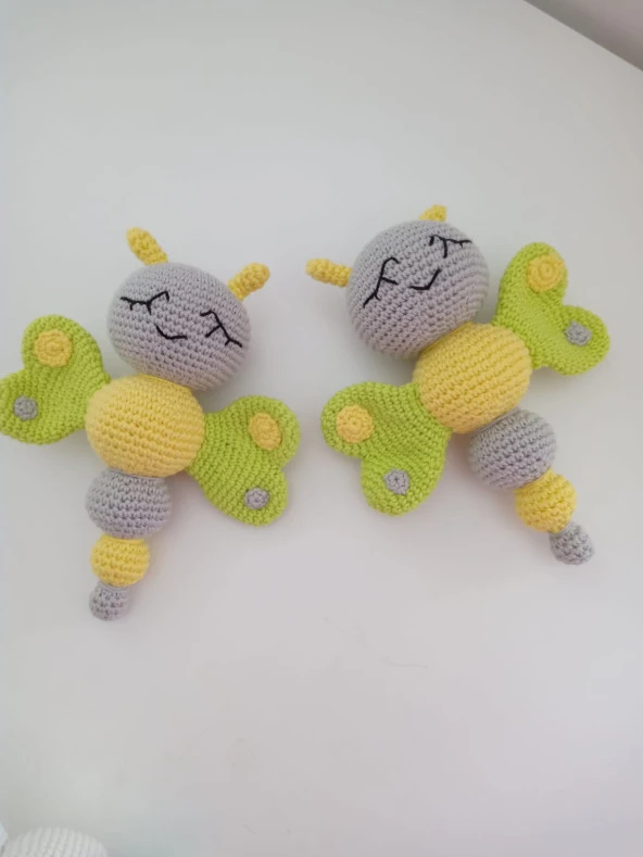 Sevimli Kelebek Çıngırak Amigurumi Organik Oyuncak ürün görseli 1