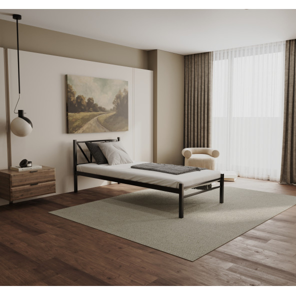 Yüceer Home Tek Kişilik Metal Karyola Ortopedik Ferforje Karyola 90x200 Cm ürün görseli 1