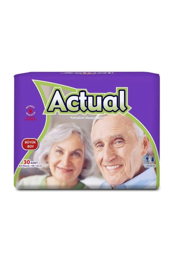 ACTUAL Yetişkin Hasta Bezi Büyük Boy L Large Cırtcırtlı Bel 30'lu ürün görseli 1
