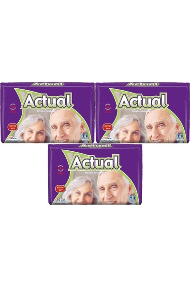 ACTUAL Yetişkin Hasta Bezi Bel Bantlı L-Büyük 90 Adet (3pk*30) ürün görseli 1