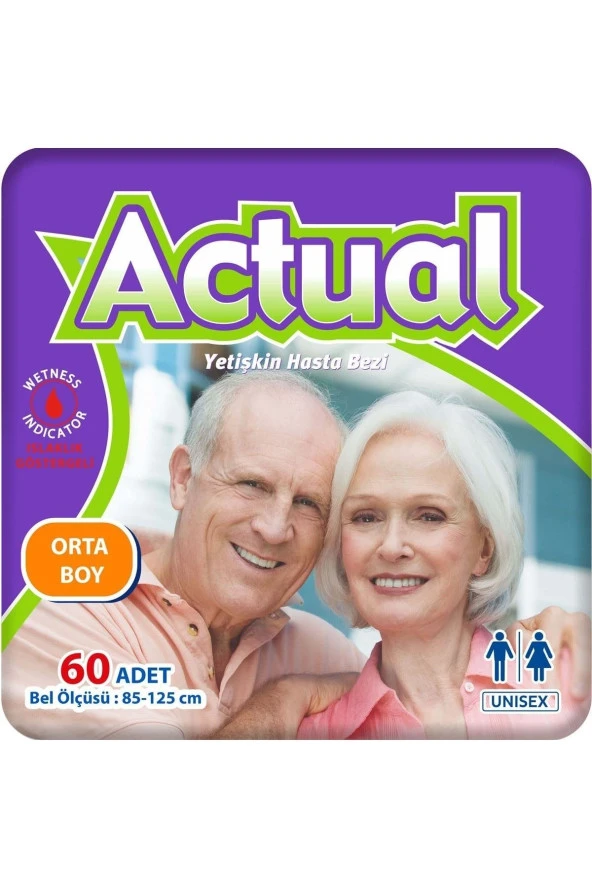 ACTUAL 2'li Medium Beden Orta Boy Yetişkin Hasta Bezi 30x2 (60 Adet) ürün görseli 1