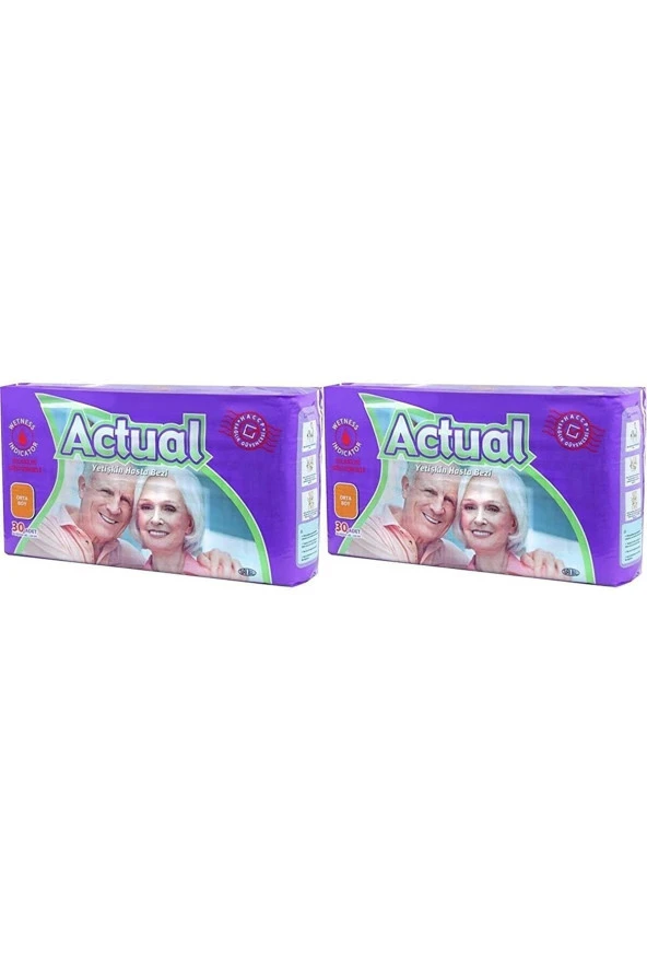 ACTUAL Yetişkin Hasta Bezi Bağlamalı M- Orta Boy 60 Adet (30X2 ADET) ürün görseli 1