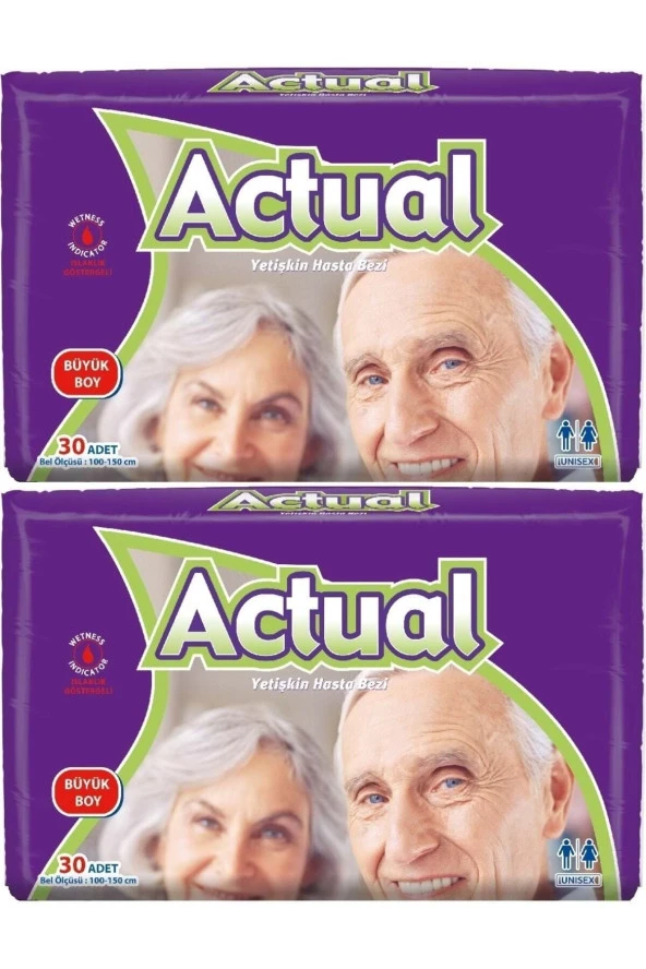 ACTUAL Yetişkin Hasta Bezi Bel Bantlı L-büyük 60 Adet (2pkX30) ürün görseli 1