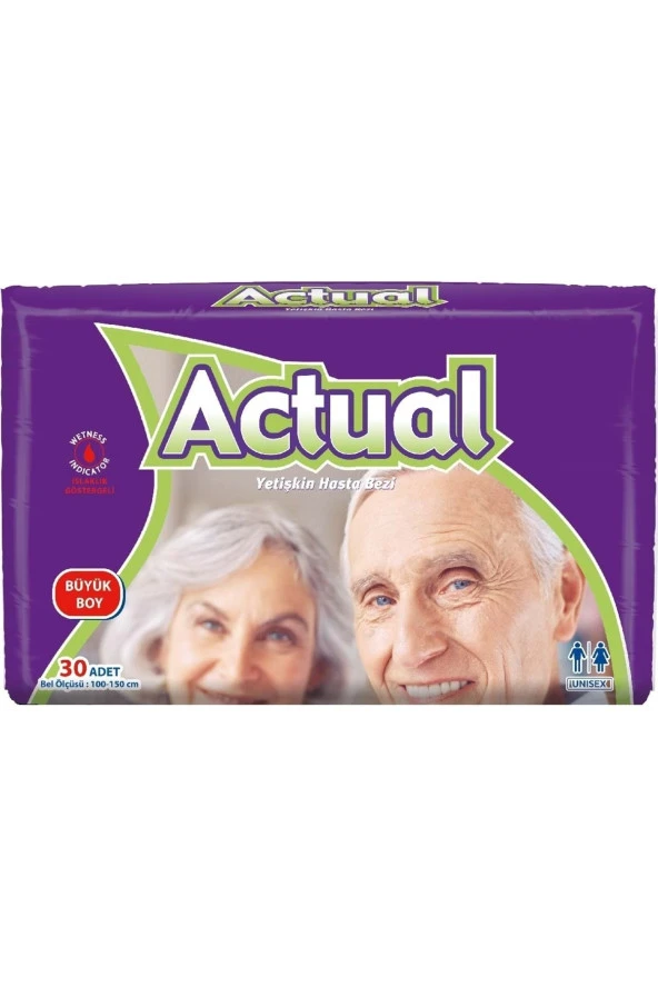 Actual Yetişkin Hasta Bezi Bel Bantlı L-Büyük 180 Adet (6PkX30) ürün görseli 1