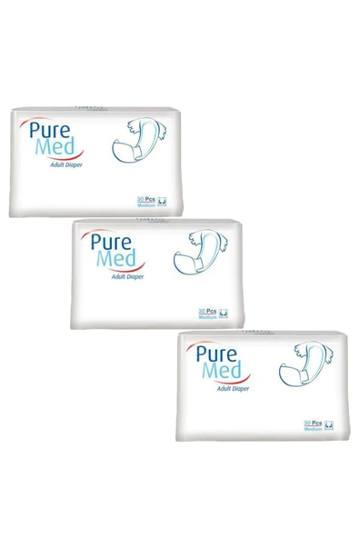 Puremed Hasta Bezi Tekstil Yüzey Yetişkin Hasta Bezi Orta Medium Boy 30 'lu 3 Paket 90 Kullanım ürün görseli 1