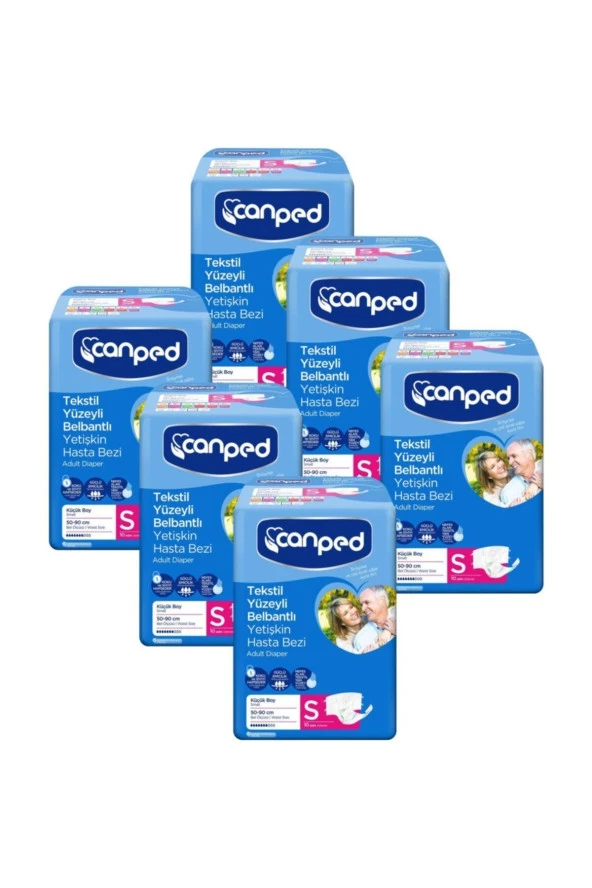 Canped Bel Bantlı Tekstil Yüzeyli Hasta Bezi Küçük S 9'lu(6 Paket) Yetişkin Bezi ürün görseli 1