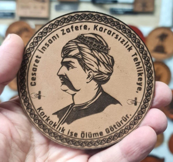 Yavuz Sultan Selim - Deri Peç - Arma - Osmanlı Padişahları - Leather Patch - Resim 2