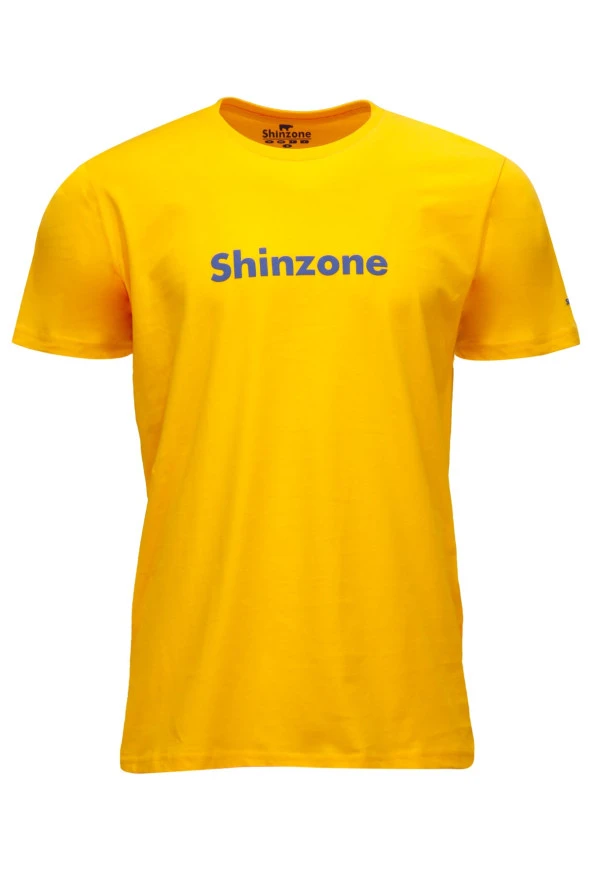 Erkek Bisiklet Yaka Standart Fit Shinzone Göğüs Baskılı Sarı T-Shirt ürün görseli 1